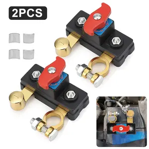 2 PCS Heavy-Duty Pure Copper Car Battery Cut-Off Switch, 12V/24V Manual Rotary Disconnect Breaker with Tool-Free Operation, Brass Terminals for Car, Truck (Electrical Equipment & Supplies, Relays & Breakers)