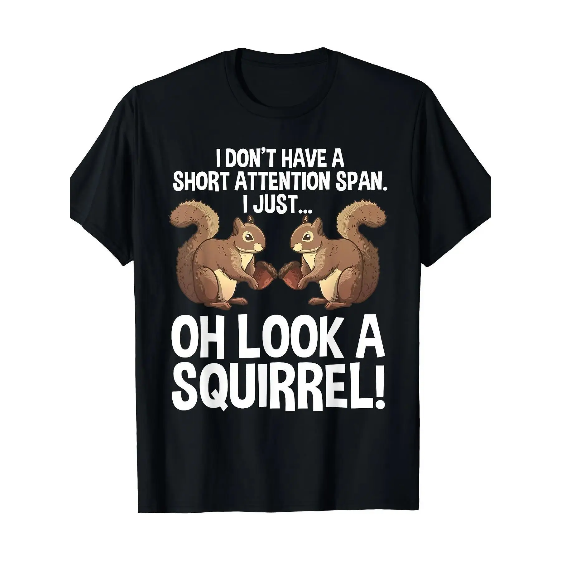 Oversized Vintage Graphic Tee, I Don't Have A Short Attention Span Squirrel T-Shirt, Retro Funny Animal Top, Trendy Humor Shirt, Apparel, Gift, Daily Wear