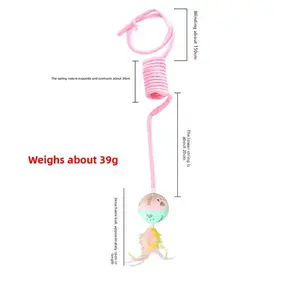 Self-Entertainment Suction Cup Rabbit Fur Ball Cat Toy, Retractable Hanging Swing Teaser