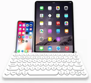 Keyboard for Tablet |  Keyboard for iPad Mini/Air/Mini,  (Multi-Device, Built-in Stand, Rechargeable) Easy to Use and Cute Portable - White