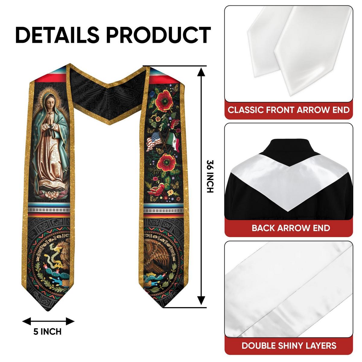 Mexico Graduation Stole 2026 – Mexican Graduation Sash, Class of 2026 V Shape National Country Flag Sash