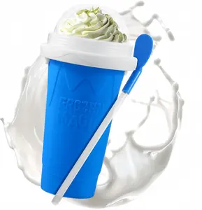 Slushie Cup, Slushy Maker Cup with Lid & Straw for Kids Friends Family, Portable Smoothie Squeeze Cup for Milk, Juices, and Ice Cream Make Cover Kitchen