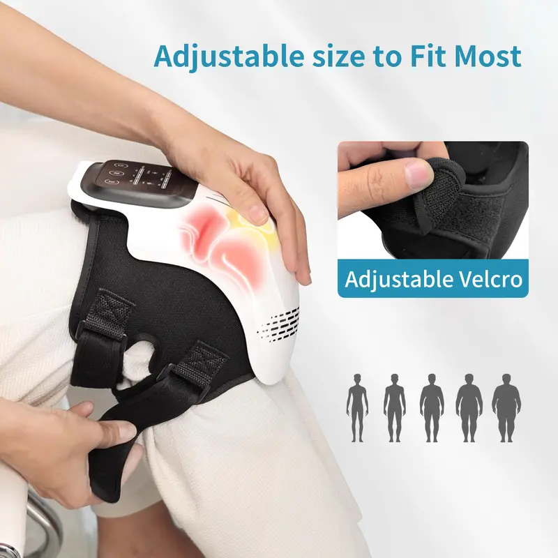 Cordless Rechargeable Knee Muscle Massager for Adults - Battery-Powered Body Care Machine with Vibration, Adjustable Temperature, Visible LED Display, Charging Cable Included for Personal Comfort Needs