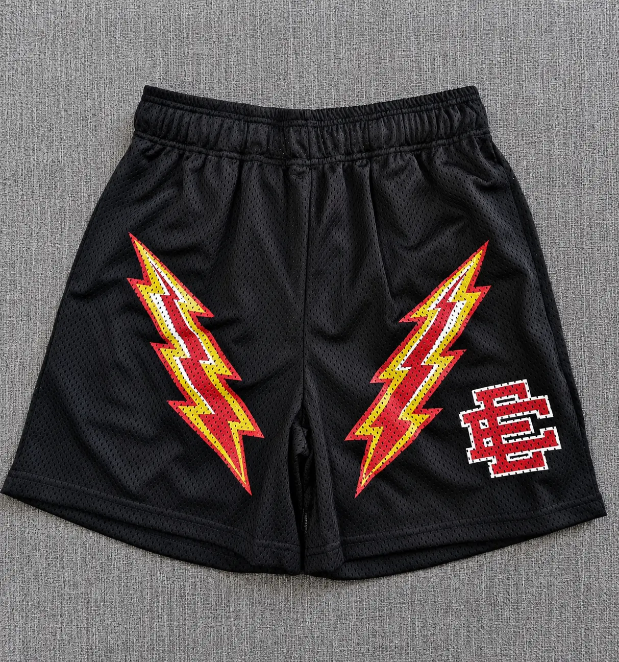Lightning Mesh Basketball Shorts, EE Inspired Athletic Gym Shorts, Streetwear Sports Mesh Shorts for Men