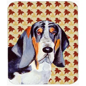 Carolines Treasures  Basset Hound Fall Leaves Portrait Mouse Pad- Hot Pad Or Trivet
