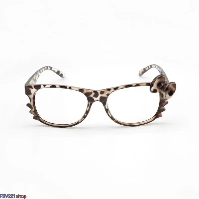 Cute Y2K-Style Leopard Print Glasses with Bow Accents — A Trendy Decorative Accessory, fashionable, and "cartoon-nerd" inspired frames, this stylish piece is designed exclusively for women—an absolute must-have for both selfies and street-style