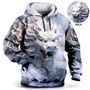 Men's sweater, cool animal 3D printed personalized casual hooded sweater