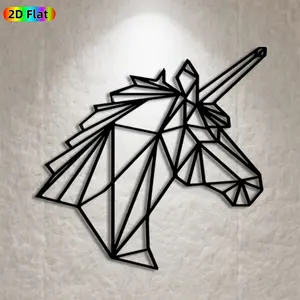 1pc Geometric Unicorn Metal Wall Art, Whimsical Unicorn Statue Mural, Ideal Gift for New Year, Easter, Fantasy Decor Enthusiasts,  Wall Sculptures, Perfect for Bedroom Wall & Garden Fence, Enchanting Unicorn-Themed Home Decor