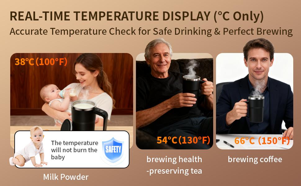 Rechargeable Automatic Magnetic Self-Stirring Coffee Mug with Lid, Stainless Steel Insulated Mixing Cup with LCD Temperature Display, Electric Auto Stir Mug for Coffee, Milk,Tea & Protein Powder, 12.85oz Gift for Mother’s Day,Graduation,Home Office Travel