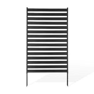 Galvanized Steel Privacy Fence, 38 W x 60 H Freestanding Modern Privacy Screen, Height-Adjustable Garden Divider Panel with Extended Ground Stakes, Outdoor/Indoor Divider