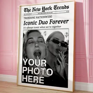 Custom Photo Newspaper Print, The New York News Poster, Personalized Retro Iconic Headline Wall Art Decor College Dorm Room, Preppy Girly Art