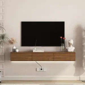 Floating TV Cabinet Entertainment Center,Floating TV Stand Wall Mounted with 16 Color LEDs,67" Modern TV Stand, Floating TV Cabinet Entertainment Center for 55 60 65 Inch TV outdoorfun