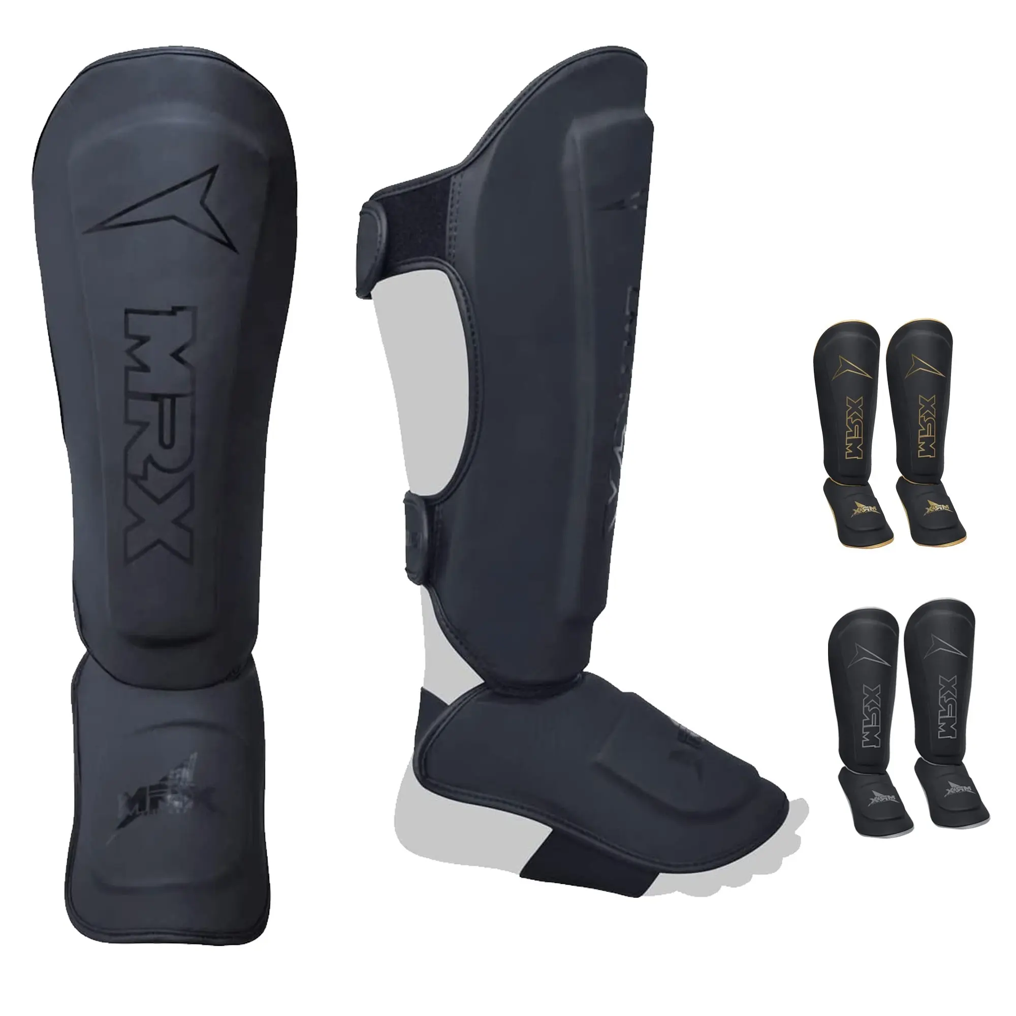 MRX Kickboxing Shin Instep Guards - Ergonomic Cotton & PU Leather High-Density Padding, Adjustable High-Support Protective Gear for Men - MMA, Muay Thai Training, Kickboxing Shin Guards, Durability, Anti-Injury Protective Gear