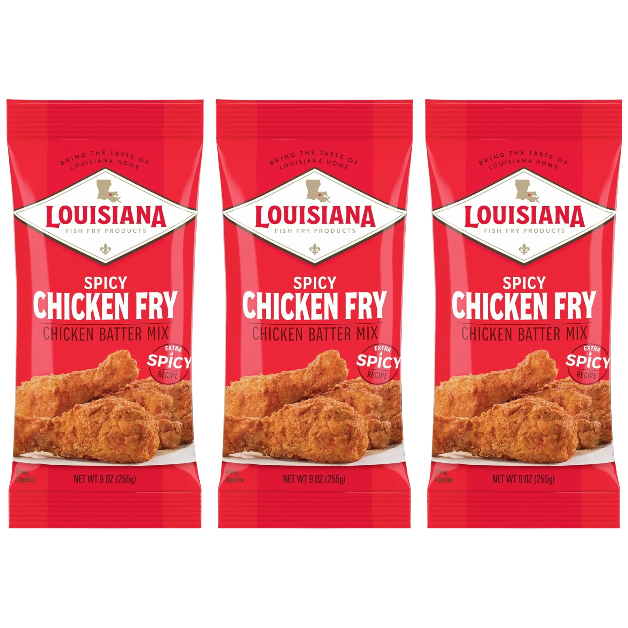 Louisiana Fish Fry Products Spicy Chicken Fry Batter Mix 9 oz. - Pack of 3