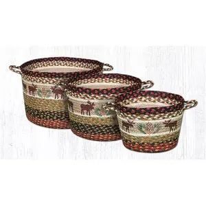 212 MAIN Braided Utility Basket, 38-UBPSM019MP Model, 9x7 in., Moose and Pinecone Printed, for Kitchen Tea Storage, Moos And Pinecone Printed Braided