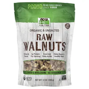 NOW Foods Real Food, Organic Raw Walnuts, Unsalted, 12 oz (340 g)