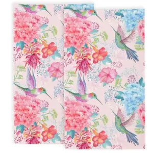 Soft Absorbent Hand Towel for Bathroom Hydrangea Floral and Bird Print 14x28 Set of 2 Guest Fingertip Towels for Bathroom Home Gym and Sports Decor Decorative Bath Hand Towel