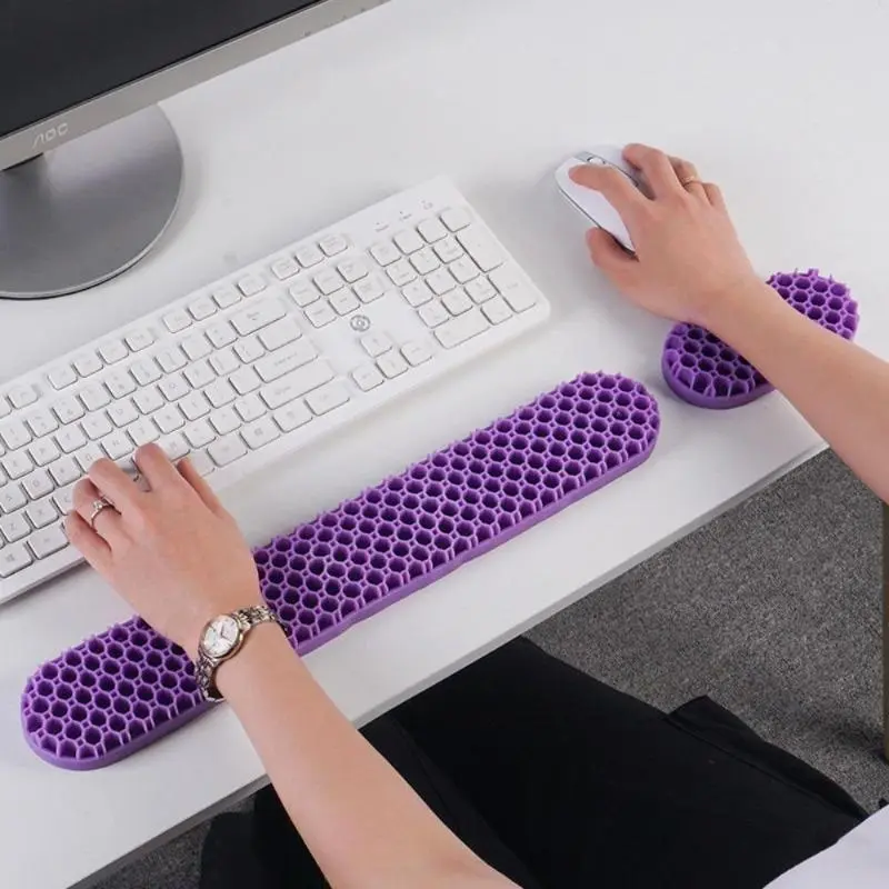 2-Piece Ergonomic Keyboard Wrist Rest & Computer Mouse Pad Set - Honeycomb Soft Gel Cushion for Desk Users, Carpal Tunnel Wrist Relief & Anti-Fatigue Support, Combo Pack, Desktop And Laptop Users, 2-Piece Combo Set, Eases Wrist Soreness