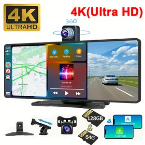 Rizhjn 2026 10.26 Inch 4K Ultra HD Car Radio with 128GB/64GB TF Card, 4K Dash Cam, 1080P Rear Camera, Carplay, GPS Navigation, Voice Command, Universal Compatibility