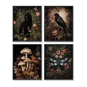 4pcs/set Gothic Victorian Wall Decor,Dark Academia Moody Bedroom Wall Art, Gothic Decor for Home Bedroom Bathroom