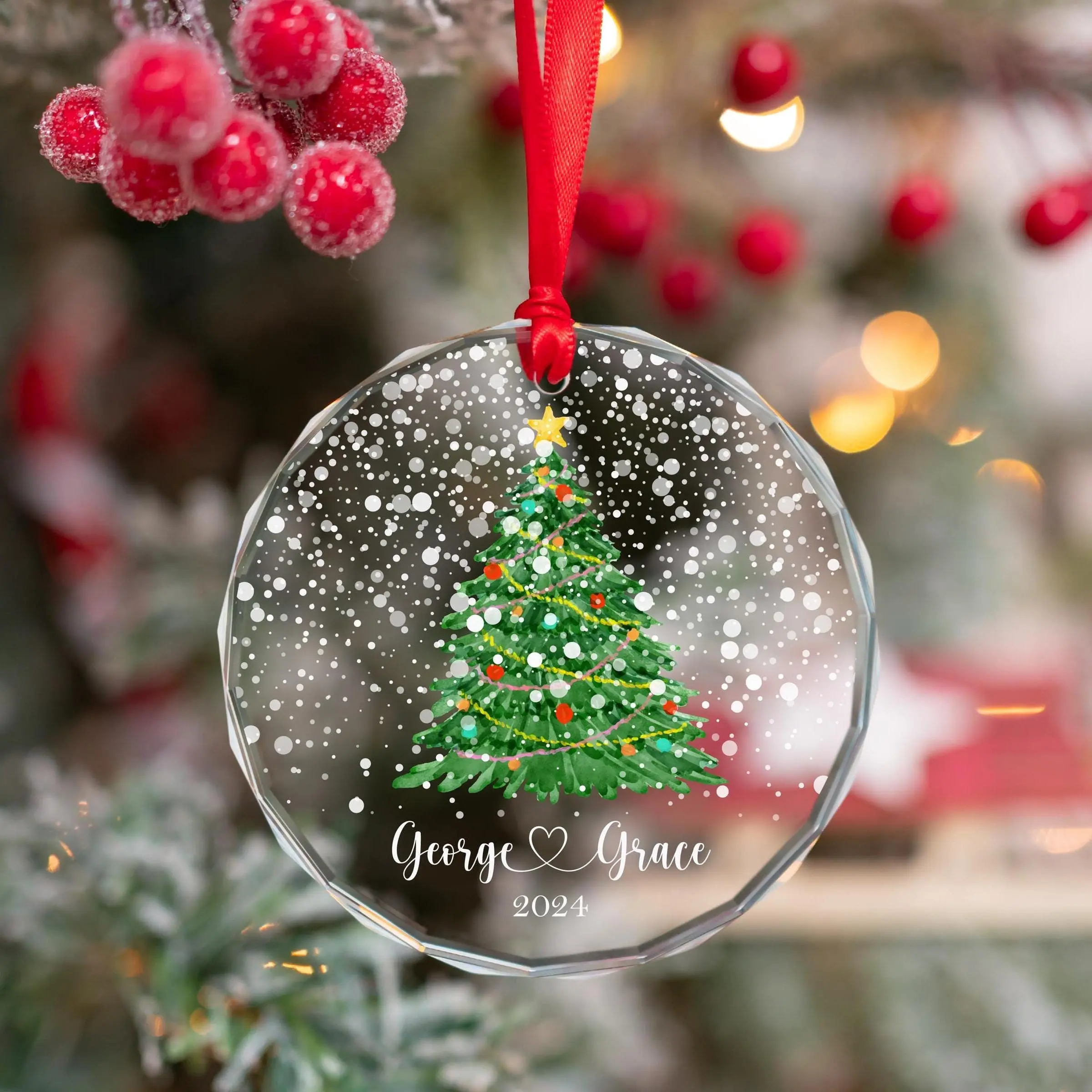 Personalized Couple Name Christmas Ornament, Custom Christmas Tree Ornament for Couples, Married/Engaged/Together Ornament, New Couples Gift