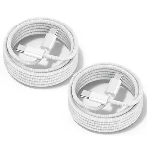 Type C to Type C Fast Charging Cable, 2 Counts/set Dual Type C Nylon Fast Charge Date Cable, Compatible with iPhone 16/16 Pro/16 Pro Max/iPad Pro/Air