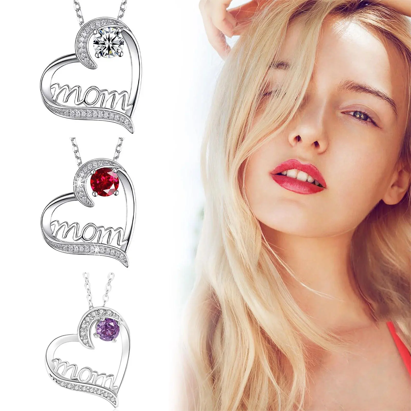 Love Heart Mom Charm Pendant Necklace - Fashion Jewelry Trends Piece, Trendy Gift for Mother's Day, Birthdays - Ideal for Mum, Creative Jewelry