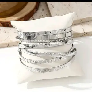 Women's Bangle Set, 3-Piece Adjustable Open Cuff Bracelet Bundle with Mixed Star, Braided, and Chain Designs, Elegant Casual Jewelry