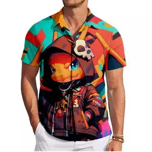 Graffiti Cyberpunk Charizard PKM Hawaiian Shirt | Cool Summer Anime Vibes for Men & Fans