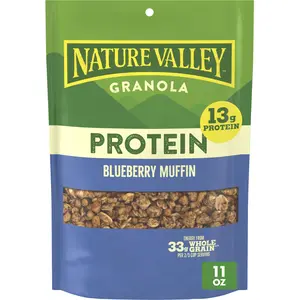 Protein Granola with Blueberry Muffin Flavor, Crunchy Whole Grain Oat Granola Clusters with 13g Protein, Resealable 11 oz Pouch
