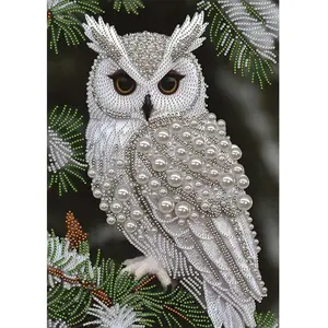 1count Diamond Painting Kit Owl Shape Pearl Art, Owl Design, 5D DIY Partial Drill, DIY Craft, Home Decor, Stress Relief, Perfect Gift for Adults, 11.8x15.7 Inches