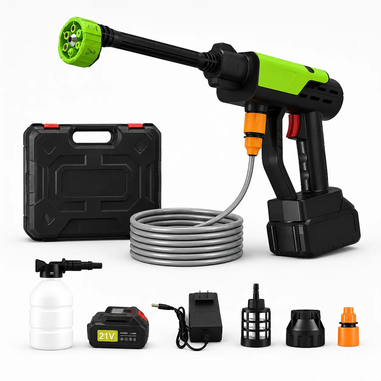 Cordless Pressure Washer, 21V Model with Wireless Operation, Compact Portable Pressure Washer with Accessories for Outdoor Camping, Home Yd Maintenance, Power Washer high-pressure cleaning machine