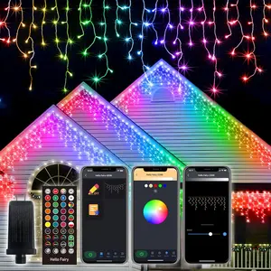 Smart Programmable RGB Icicle Christmas Decoration Lights App-controlled 33FT/66FT/99FT