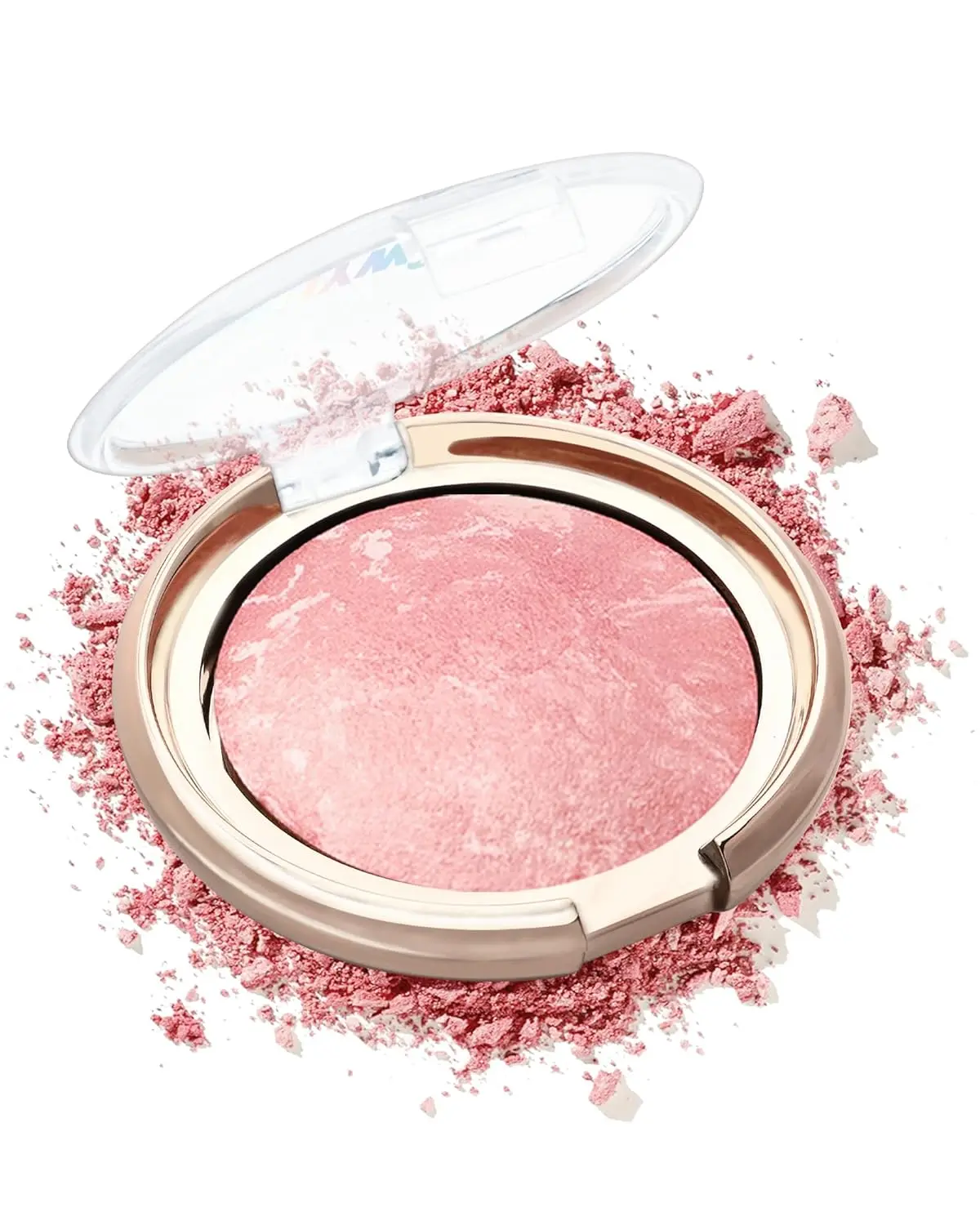 Baked Blush,Peachy Pink Glow Marbleized Blush Powder Palette,Shimmer Powder Blusher Eyeshadow & Highlight for a Lightweight Shimmery Satin Face Makeup Gift for Women-01#