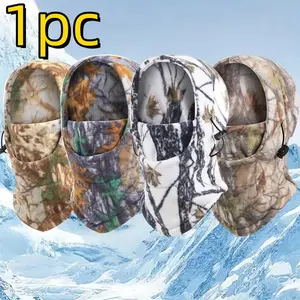 Winter Warm Wool Camouflage Hat, Perfect for Hiking, Skiing, Hunting, Thermal Insulation, Outdoor Adventure Gear, Fishing Hat