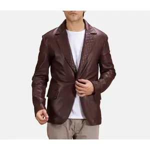 Radaron Quilted Maroon Leather Blazer