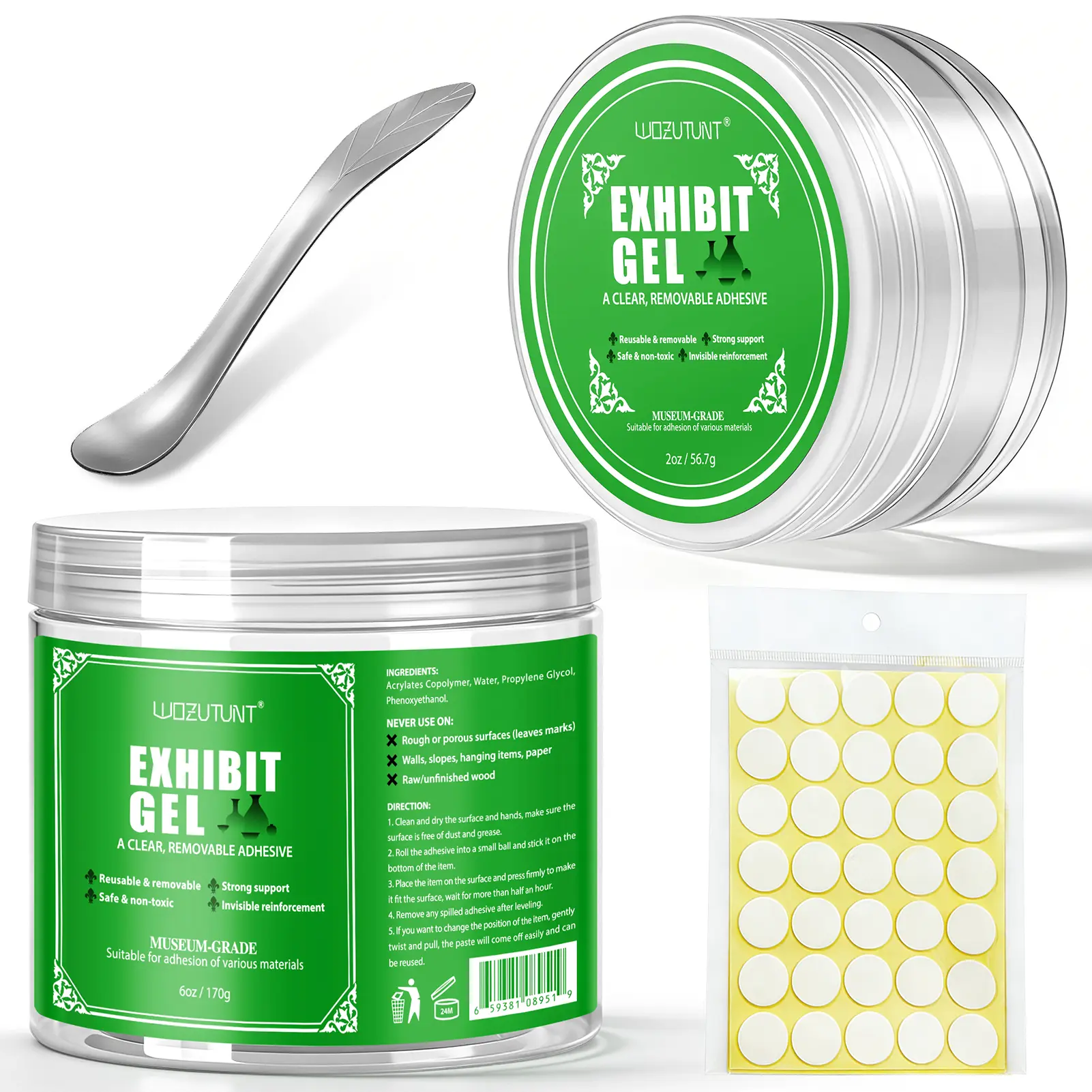 Exhibit Gel for Museum & Home,Clear Removable  Gel – Protects Vases, Collectibles & Decor from Falling & Vibration, Reusable, No Residue, Safe for Glass, Ceramic, Wood, Metal & Plastic