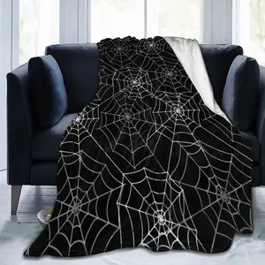 Spider Cobweb Spiderweb Halloween Goth Pattern Flannel Blanket Ultra-Soft Fluffy Warm Throw Blanket for Couch Bed All Seasons Suitable for Women, Men
