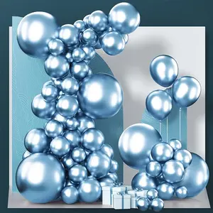 PartyWoo Metallic Light Blue Balloons 140 pcs Different Sizes of 18 12 10 5 Inch Metallic Baby Blue Latex Balloon Arch Kit Garland for Graduation Baby Shower Birthday Party Decorations Blue-G119