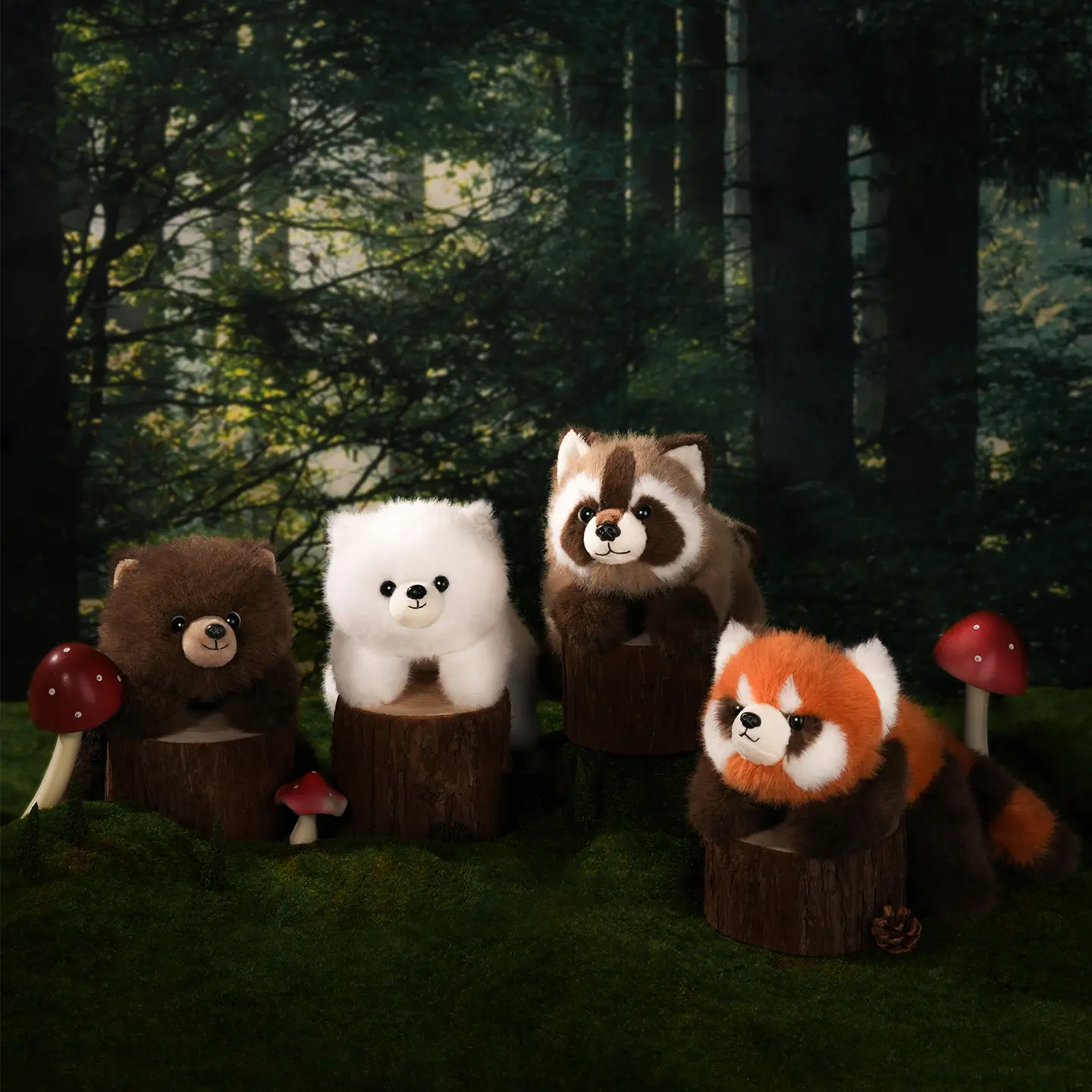 NEVERLAB Paw Paw Family Collection Soft Plush Toys, 25cm Plush Animal Stuffed Toys - Soft Stuffed Animals Gift for Girls, Including Snuggle Bear, Penguin, Raccoon Options