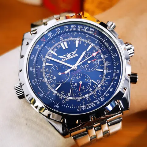 1pc Stylish Stainless Steel Wristwatch, Fashionable Wristwatch, Sports Automatic Mechanical Luminous Analog Watch for Men Multifunctional Small Dials Luminous Hands Stainless Steel Strap Business Casual Gifts With Box Automatic Watches