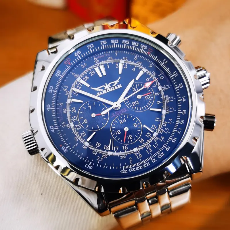 1pc Stylish Stainless Steel Wristwatch, Fashionable Wristwatch, Sports Automatic Mechanical Luminous Analog Watch for Men Multifunctional Small Dials Luminous Hands Stainless Steel Strap Business Casual Gifts With Box Automatic Watches