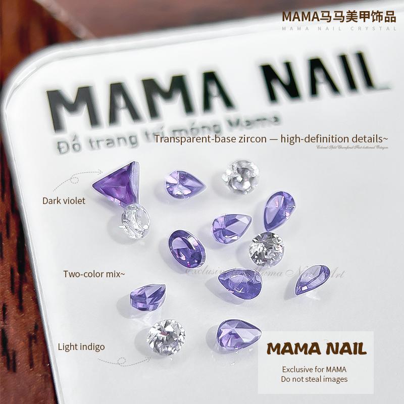 Purple Mix Crystal Flat Back Nail Rhinestones, 6 Grids Super Shiny Fairy Nail Art Decor