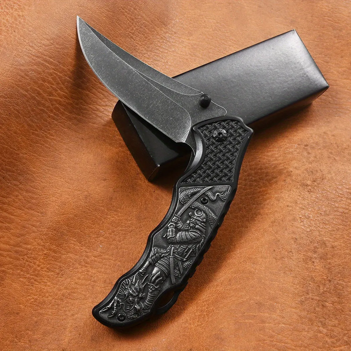 Outdoor Folding Knife with Stainles Handle - Engraved Handle EDC Pocket Knife - Good For Outdoor Gear Mens Gift - Gentleman’s Folding Knife