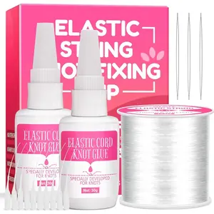 Bracelet Glue to Keep Elastic String Perfectly Tied for Clay Beads, Jewelry Glue with 0.8mm Elastic String for Bracelets, 30g*2 Bracelet Making Kit