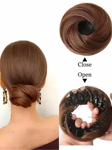 Elegant Women's Bun Hairpiece, 4-Inch Stretchy Clip-On Synthetic Wig, Synthetic Hairpieces, Synthetic Hair Extensions, Heat-Resistant Fiber, Suitable for All Hair Types, Daily & Party Use