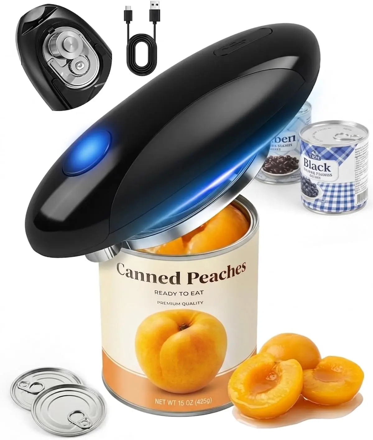 Electric Can Opener, One-Touch Automatic Can Opener, Hands Free Can Opener for Seniors with Arthritis, Rechargeable Cordless Can Opener Side-Cut, Safety Smooth Edge, Fits Most Cans Maraiss