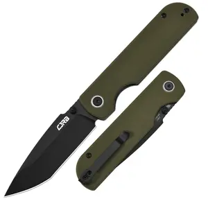 CJRB Nova AR-RPM9 Steel Blade G10 Handle Folding Knives for for Men Women, Sharp Camping Survival Hiking Knives- Black PVD / Green