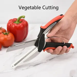 Multi-functional kitchen scissors, folding cutting board, kitchen knife, chopping board, bottle opener, peeler, two-in-one outdoor barbecue scissors