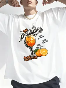 Men's 'Aperol Spritz' Oversized T-Shirt – Premium Cotton Cocktail Recipe Graphic Tee, Summer Casual Streetwear Top